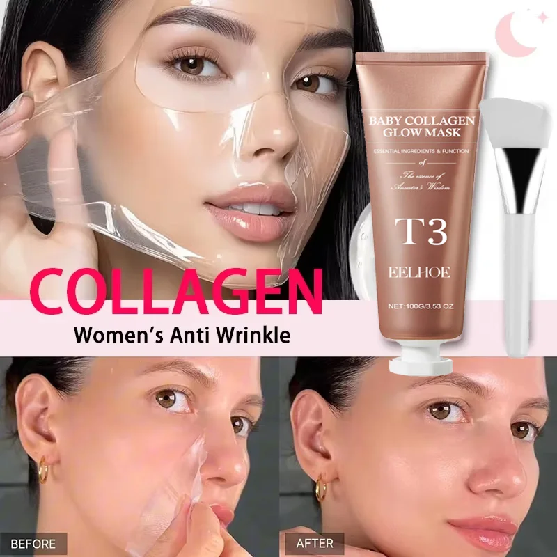 Фото Коллагеновая ночная упаковочная маска Эластичность Увлажняющий уход Уменьшает провисание и тусклость Гидролизованный коллаген для сияющей кожи №1