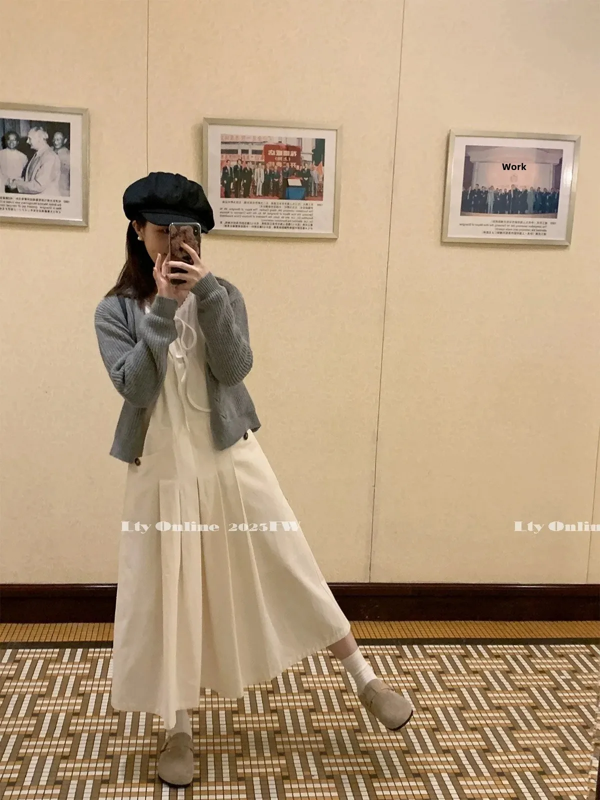 Lty Online 23FW Мягкий эластичный вязаный кардиган с v-образным вырезом женский