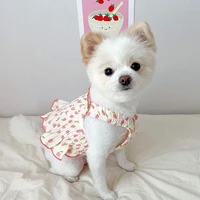 puppy clothes strawberry dress pet dog cat suspenders sweet clothing dogs small chihuahua yorkie summer pink breathable girl boy