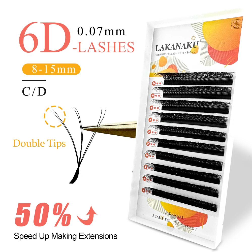 

LAKANAKU 6D W Shape d ресницы W Shape Lashes Extensions Премиум ресницы D Curl Cilios