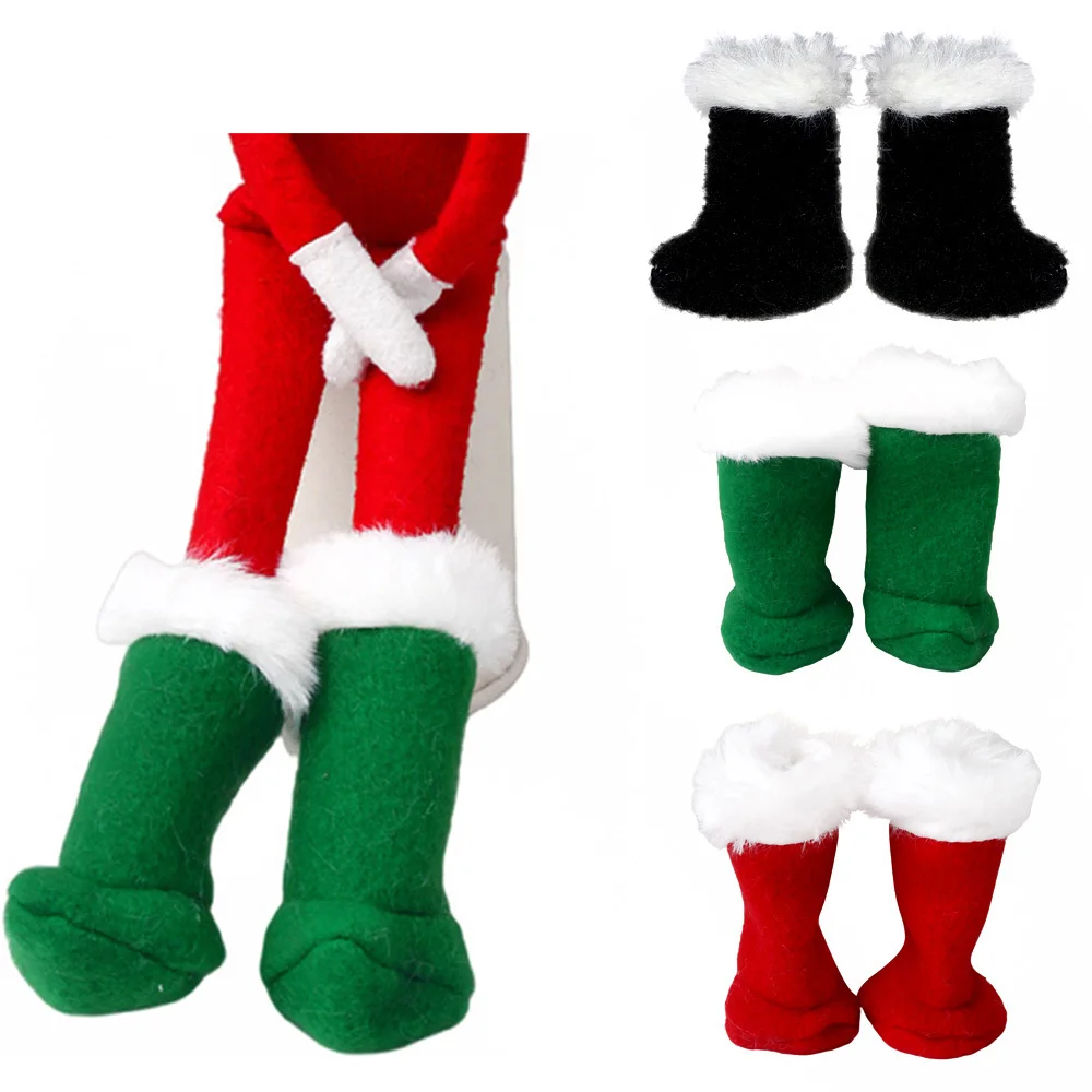 

Christmas Elf Doll on Shelf Accessories Red Plush Socks, Green Stockings for 35cm Elfs Doll Clothes Children Toy Halloween Gift