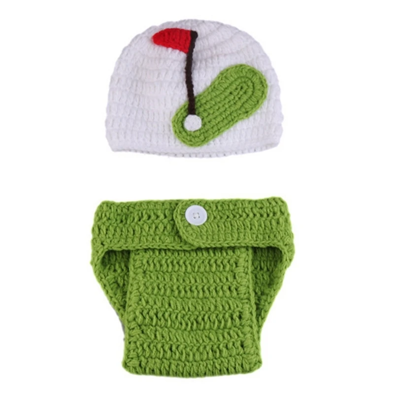 

Photography Props for Baby Boys Girls Unisex Crochet Outfit Hat Photo Costume Headdress Golf Costume Newborn Shower Gift