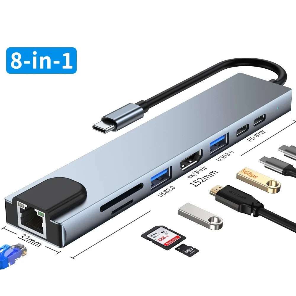 

USB 3,0 док-станция 8 в 1, USB, 8 портов