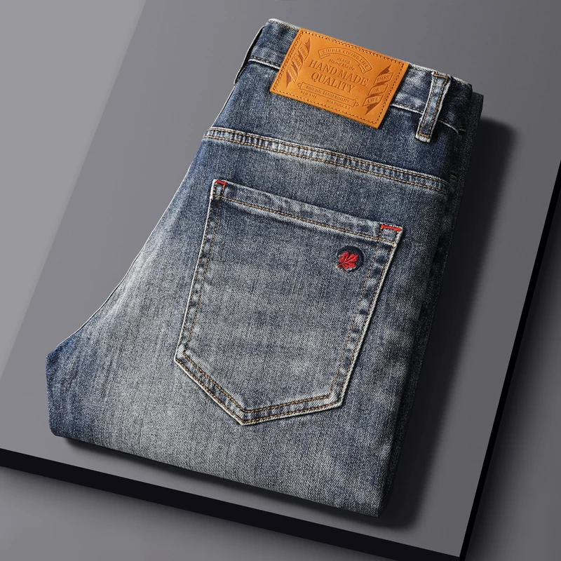 Fashion Designer Men Jeans Retro Blue High Quality Elastic Stretch Slim Fit Ripped Jeans Men Trousers Vintage Denim Pants Hombre