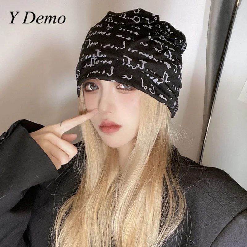 

Y Demo Y2k повседневные свободные женские облегающие шапки с буквенным принтом тонкая шапка модная гранж