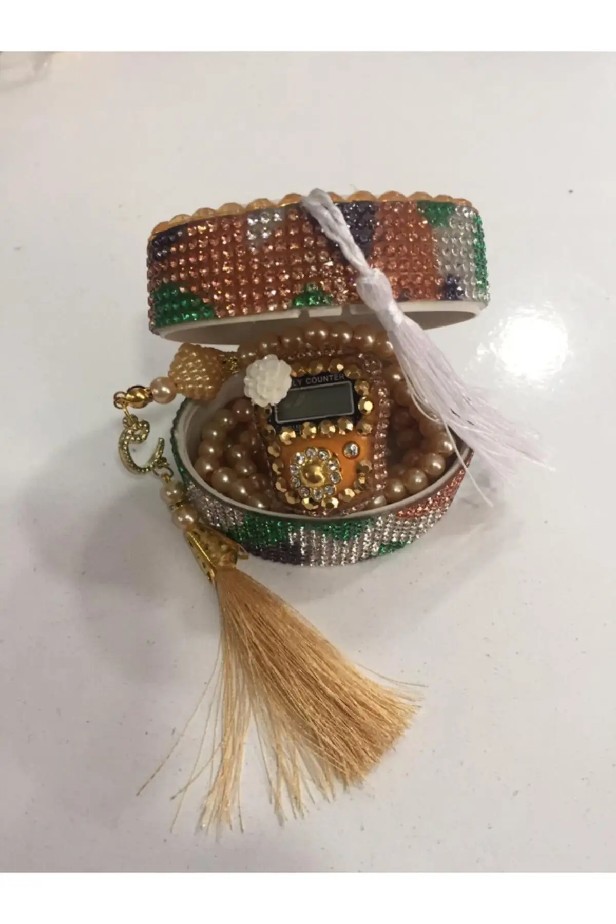 

Luxury Cubic Zirconia Zikirmatik And Pearl Tesbihli Special Stone Pattern Boxed Set