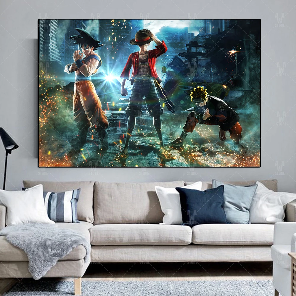 Аниме Гоку обезьянка D. Luffy And постер Наруто Печать Цельный Драконий жемчуг холст