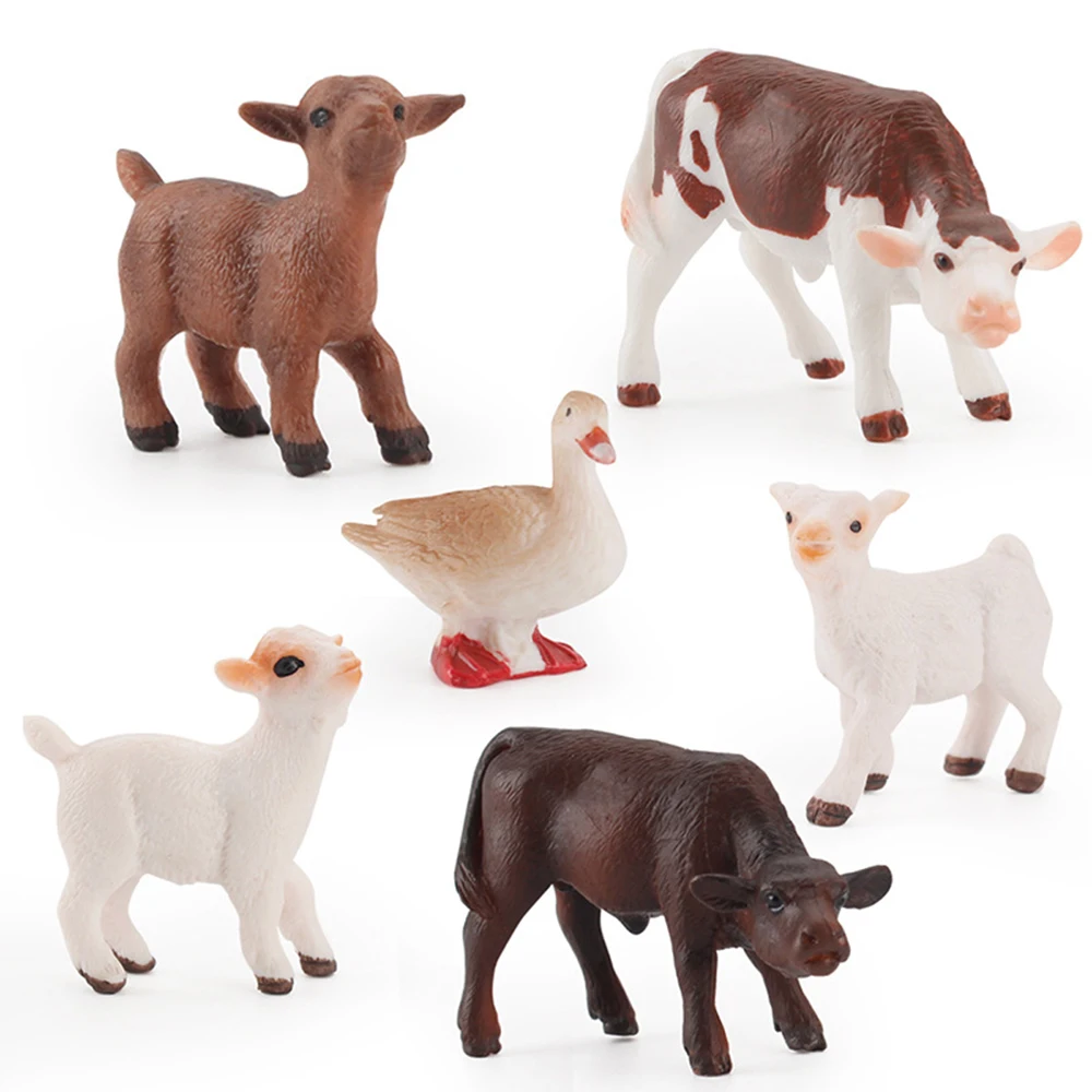 

Miniature Animals Figurines Farm Poultry Action Figures Cow Sheep Duck Models Toys for Children Kids Pasture Landscape Ornament