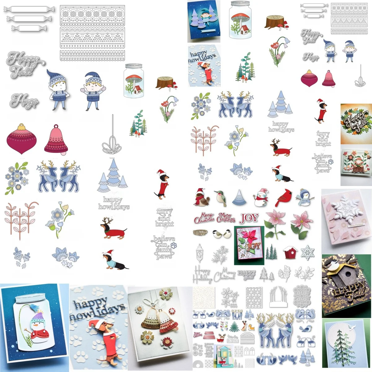 Новинка 2024 года металлические штампы с рождественскими оленями и деревьями для