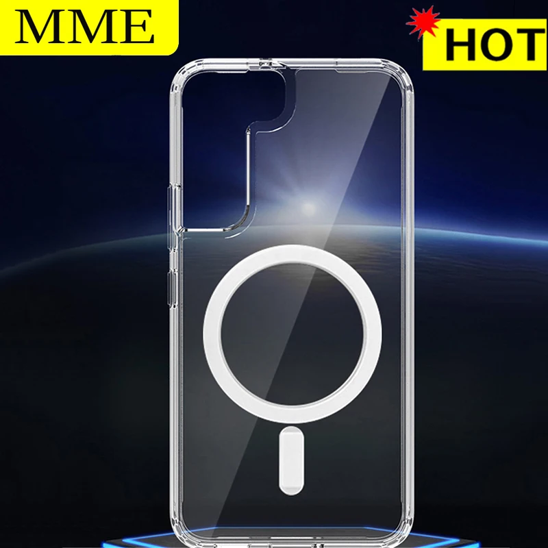 

Official Clear Magnetic Macsafe Case For Samsung Galaxy S20 S21 S22 Ultra Plus FE Mac Safe Shockproof Case Cover Bag Funda Coque