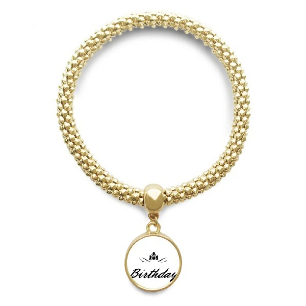 

Happy Birthday Presents Blessing Beautiful Golden Bracelet Round Pendant Jewelry Chain