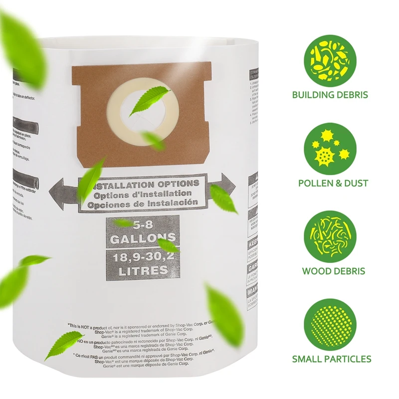 Пакеты для вакуумных фильтров 20 шт. в упаковке подходят магазинов мокрых и сухих 5