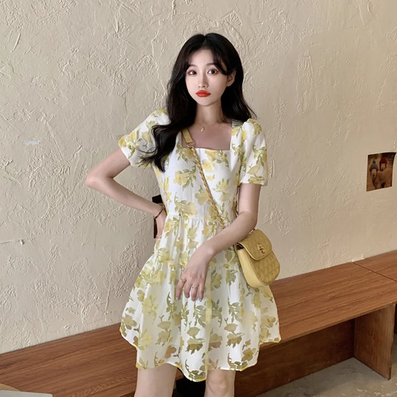 

French printed skirt women's summer pastoral skirt