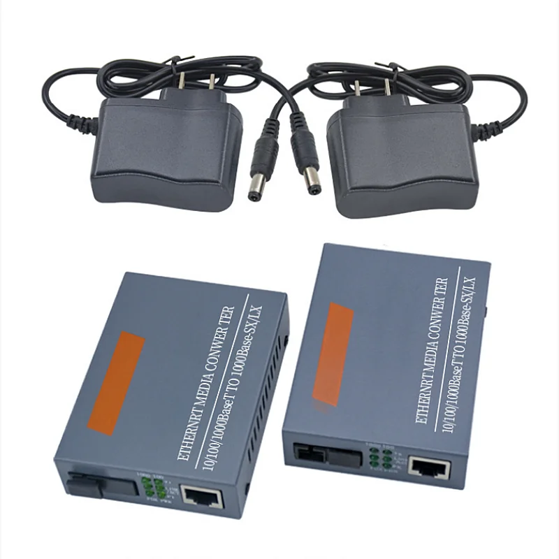 Gigabit Fiber Optic Transceiver HTB-GS03-AB Pair 10/100/1000Mbps External Single Mode Single Fiber 3KM Media Converter