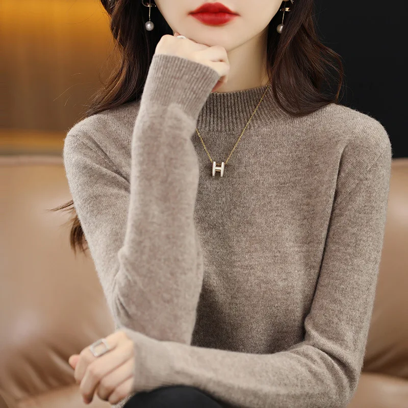 

Pure cardigan women's half-turtleneck undershirt autumn and winter new sweater