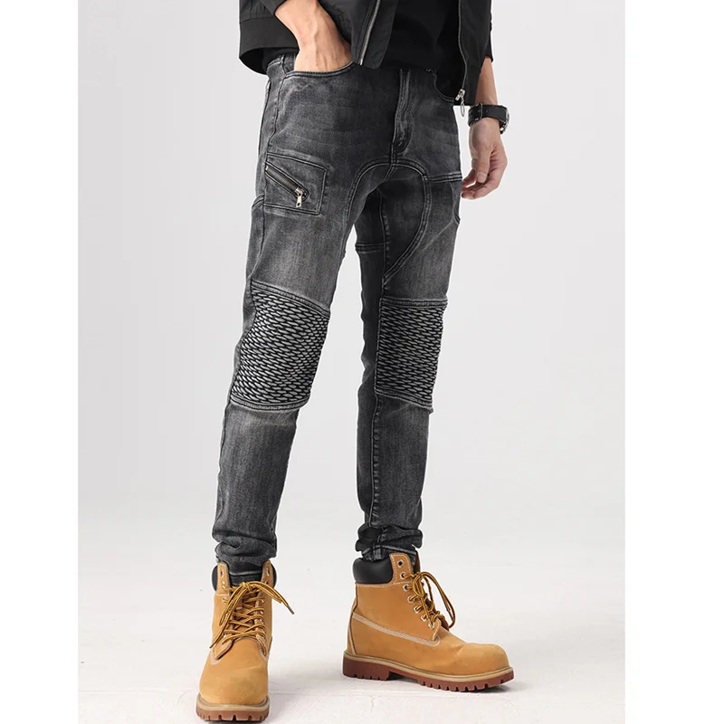 Streetwear Men 2022 New Pattern American Recreational Black Pants Chaopai Small Trouser Leg Self-cultivation Jeans Autumn Female