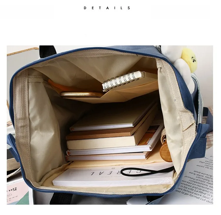 4 Pcs Set Children Shoulder Bag Cute Teen Girls Boys Book Bag Women School Bag Canvas Backpack Mochila Large Capacity Travel Bag