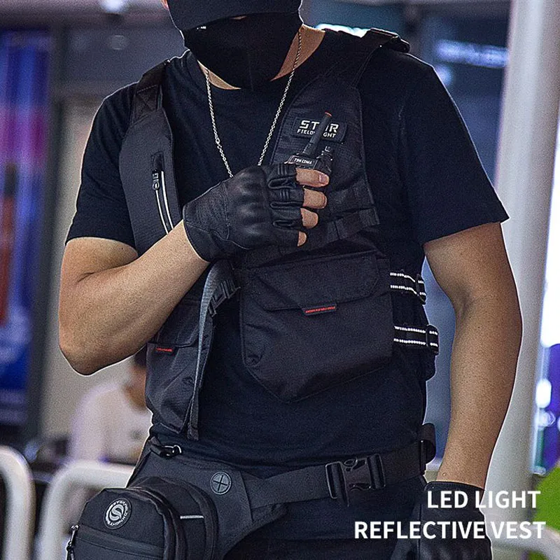 SFK Road Safety Vest LED Light Motorcycle Vest Cycling Riding Men Women High Visibility Reflective No Sleeve Jacket Riding Wear enlarge