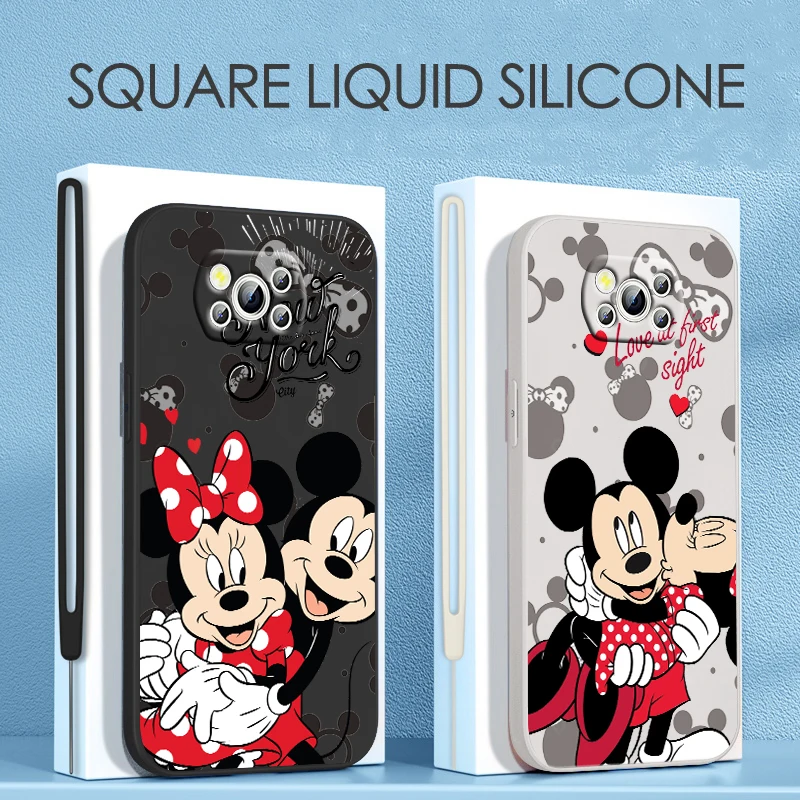 

Disney Mickey Cute For Xiaomi POCO C50 C40 X4 M5S F4 M4 X3 F3 M3 C3 Pro GT NFC 4G 5G Liquid Rope Silicone Phone Case