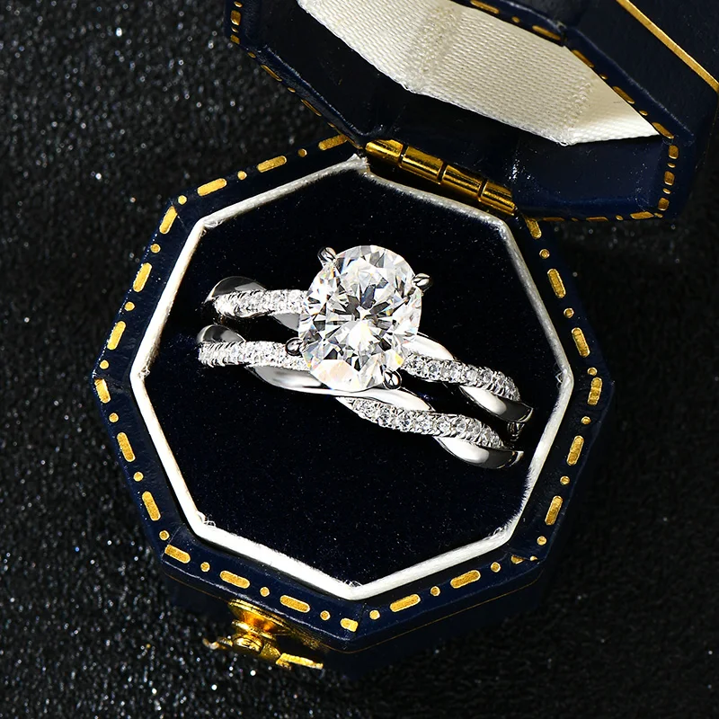 RAPRGOLD 2 0 карата овальное кольцо с муассанитом для женщин настоящее серебро S925