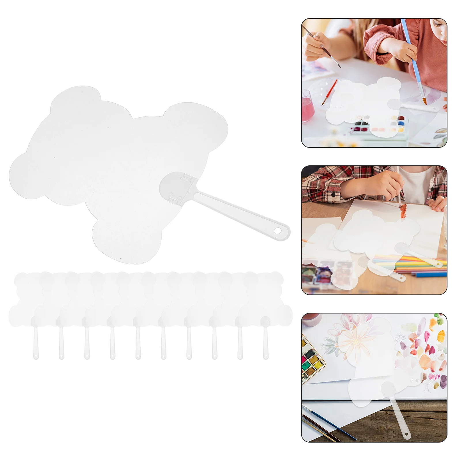 

10 Pcs Clear Painting Fans Hand Fans DIY Painting Graffiti Blank Transparent The Pet Child Clear Paper