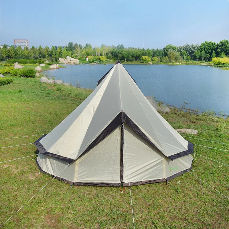 

One-room Cotton Camping Tent Large Space 4*4m 5-8 People Yurt 4 Season Luxury Camping Tent Wilderness Gathering Pyramid Tent