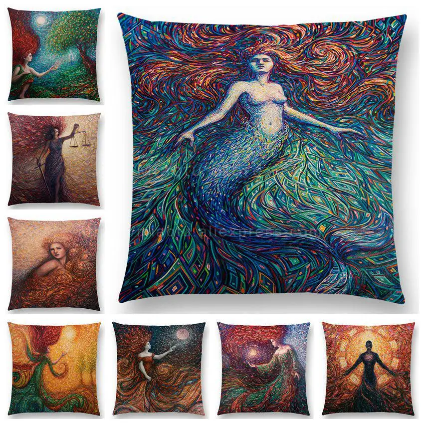 

Abstract Mythical Figure Cushion Cover Fashion Peach Leather Upholstery Pillowcase Home Decor Pillowcase