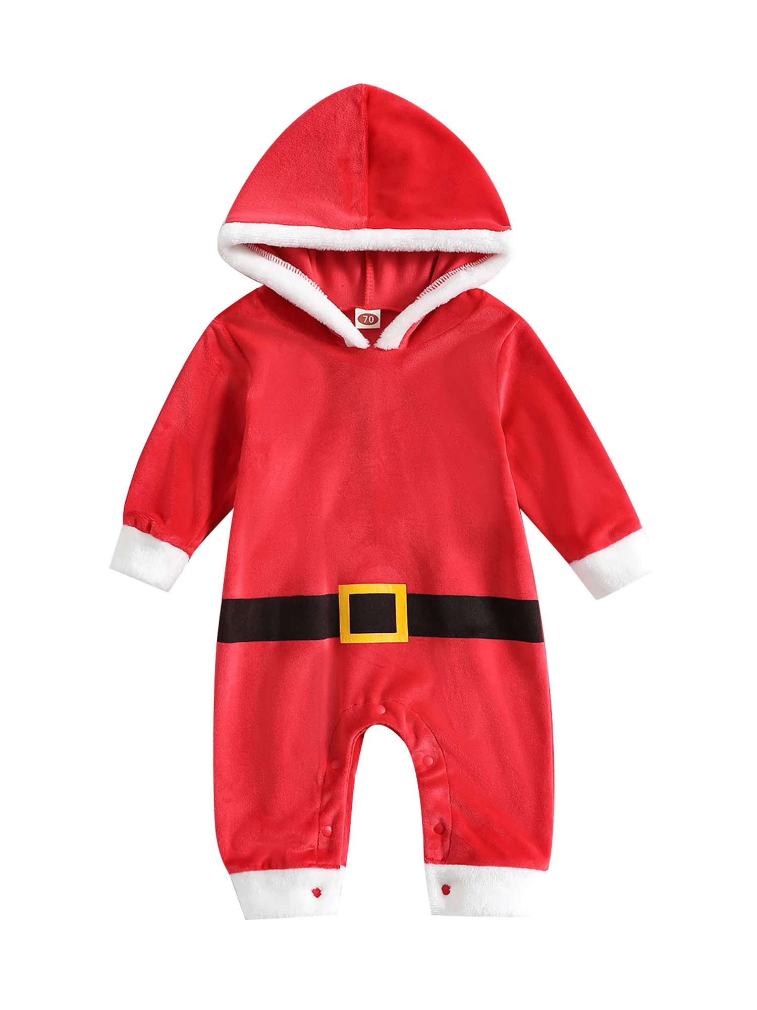 

Infant Baby Girls Boys Unisex Kids Christmas Rompers Casual Jumpsuits Red Long Sleeve Velvet Hooded Romper