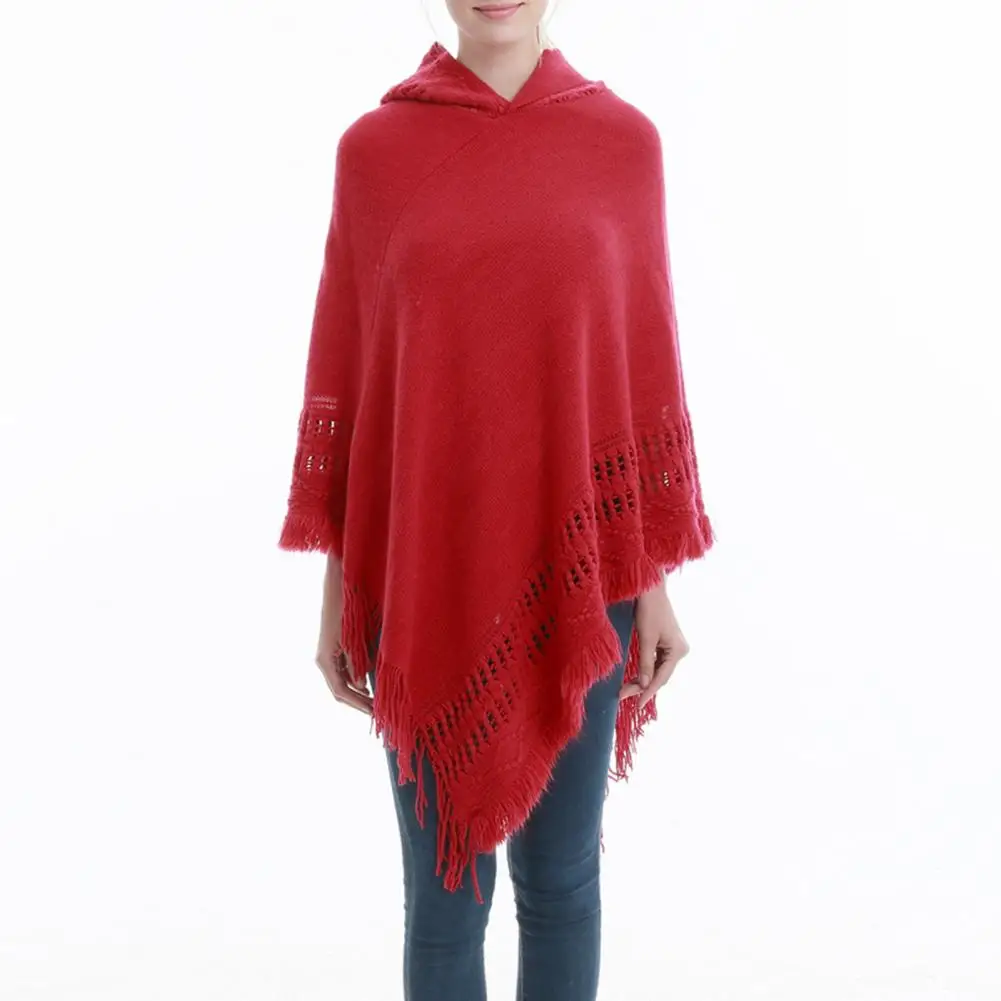 Пуловер с шалью уютная куртка капюшоном и кисточками пуловер шаль для женщин