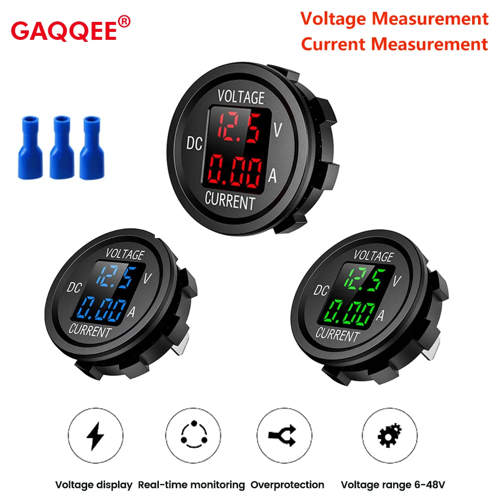 

LED Dual Digital Display Voltmeter Ammeter Panel Automotive Voltage Current Meter 5-48V 10A Volt Detector Tester Monitor for Car