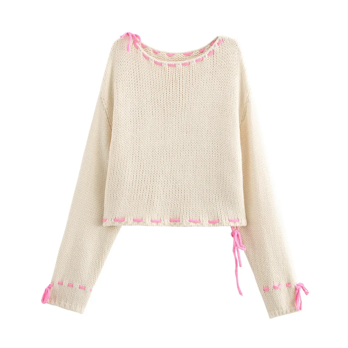 Модный пуловер с длинными рукавами осень 2023 новый свободный вязаный топ для