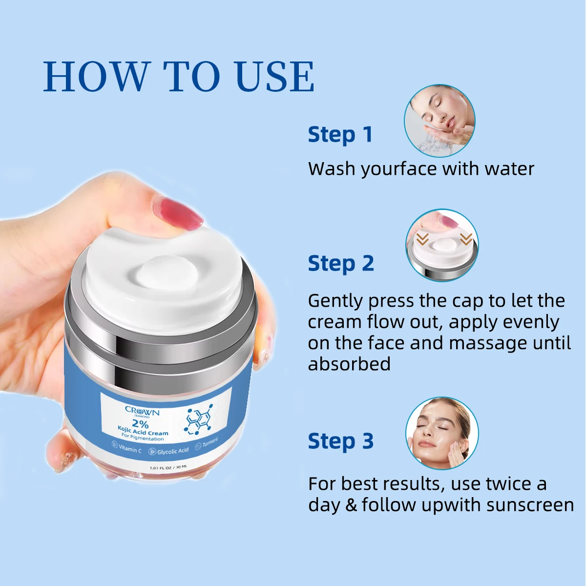 Фото Крем для лица с витамином С, увлажняющий, успокаивающий, осветляющий, для ухода за кожей, мягкая эмульсия, глубоко увлажняющий, для ухода за кожей, быстро впитывающийся. №4