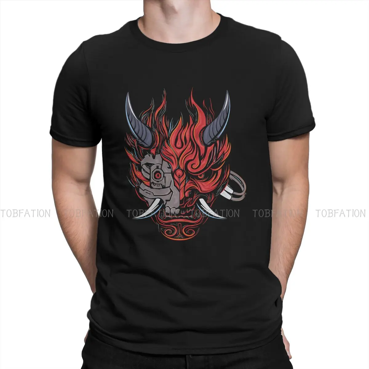 

Samurai Style Newest TShirt for Men Oni Demon Classic Round Neck Basic T Shirt Personalize Gift Clothes Tops 6XL