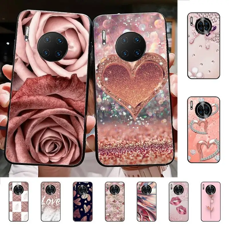 

Love Rose Gold Style Phone Case for Huawei Mate 20 10 9 40 30 lite pro X Nova 2 3i 7se