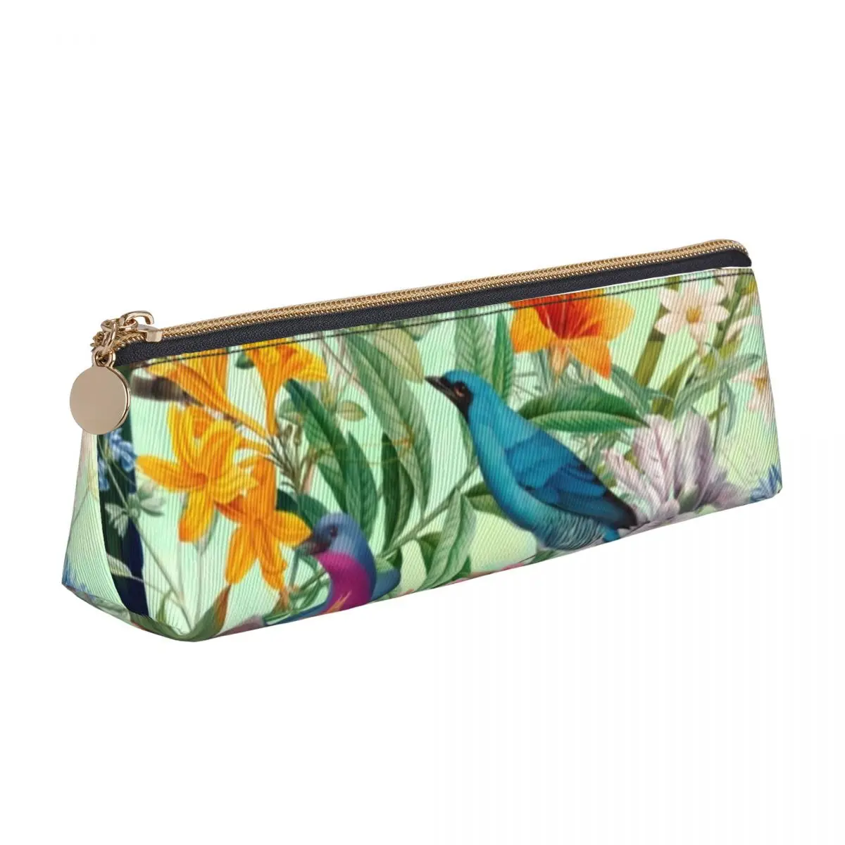 

Красочный кожаный карандаш с принтом птиц, тропический рай, милый пенал с цветами, канцелярские принадлежности для девочек и мальчиков, тре...