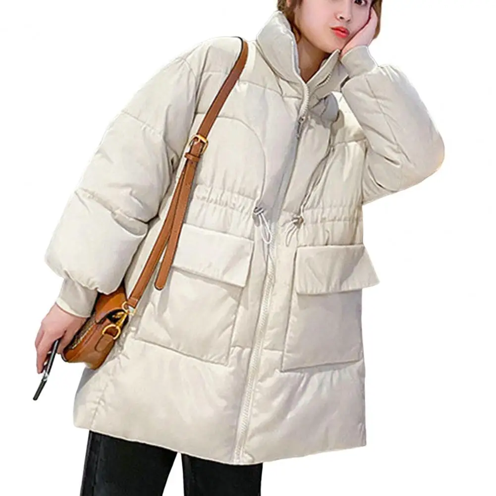 

Winter Down Coats Women Casual Solid Color Stand Collar Long Sleeve Loose Warm Thicken Cotton Padded Jackets for women chaquetas