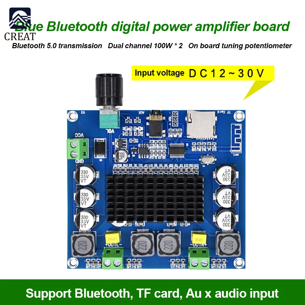 

Плата цифрового усилителя мощности TPA3116 Bluetooth 4,1/Bluetooth 5,0 50 Вт x 2/Вт x2 аудио стерео усилитель модуль 12 -30 В постоянного тока