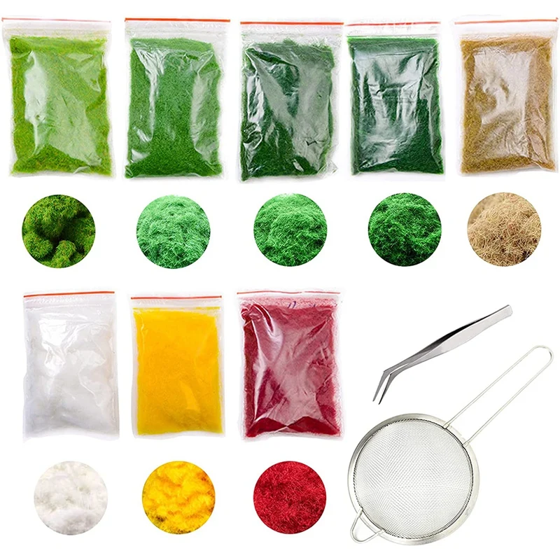 

10PCS Model Trees Model Static Grass, 8 Color 3MM Powder Fake Grass Model Trees for Artificial Plants