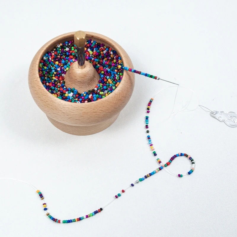 

N58F Seed Bead Spinner with Big Eye Beading Needle,Waist Bead Kit for Making Bracelet Maker Stringing Crafting