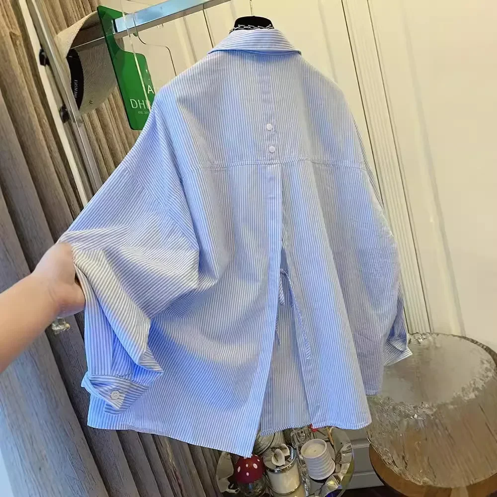 Свободная рубашка с длинными рукавами женская осень 2024 новый стиль тонкая
