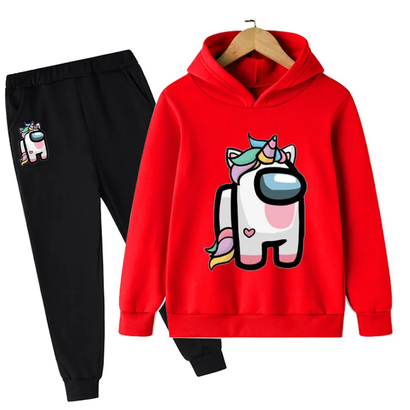 

Girls Cartoon Cute Unicorn Hoodies Sets Autumn Winter Sweatshirts Trousers For Unicorn Print Fashion Sport Kids Hooded Costume