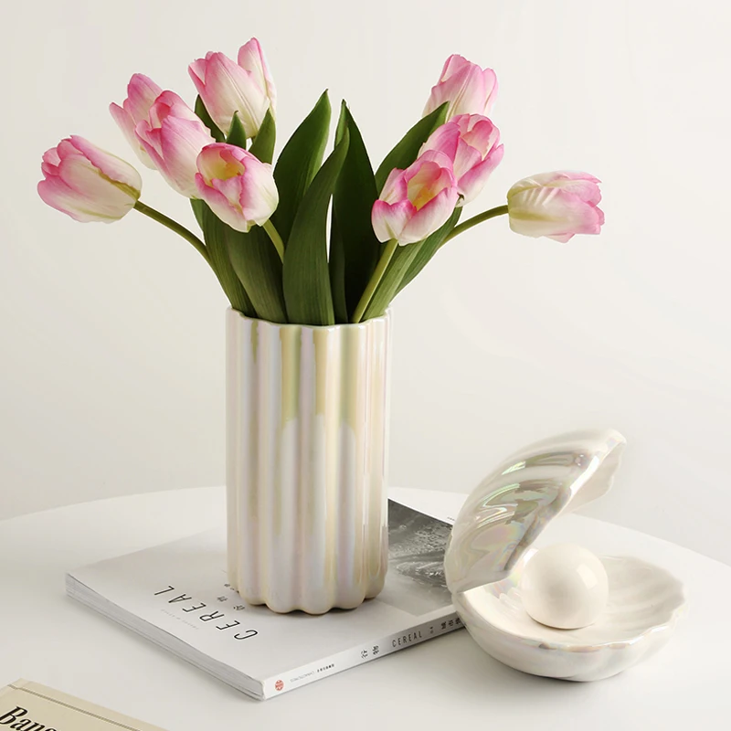 

Simple and Modern Ceramic Vase Decoration Living Room Flower Arrangement Flowers Dining Table Model Room High-end Decoration
