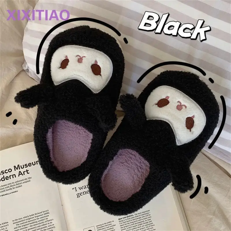 

2022 Sanrio Kuromi Kawaii Women's Winter Home Bedroom Warm Slugged Bottom Cute Plush Cotton Slippers Cartoon Non-Slip Slippers
