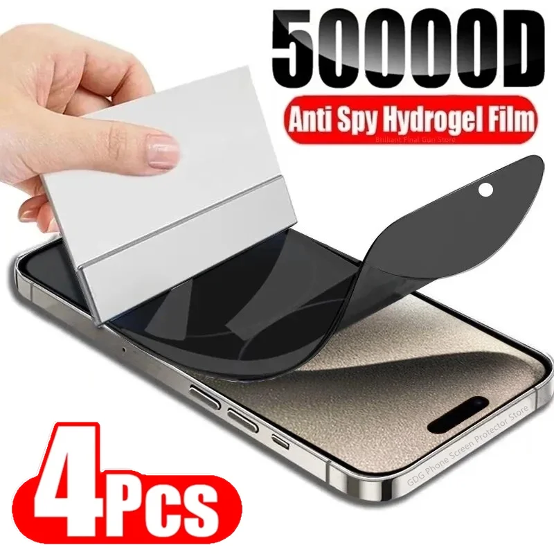 

4Pcs Anti-Spy Hydrogel Film for IPhone 14 11 12 13 15 Pro Max 7 8 Plus Privacy Screen Protector for IPhone 15 11 PRO X XR XS MAX