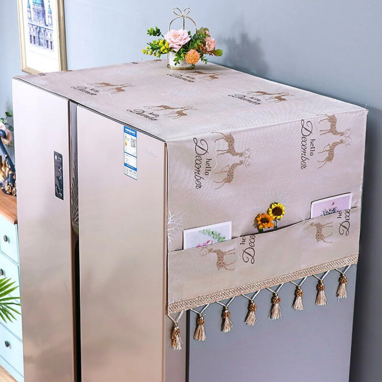 

Refrigerator Top Covers Anti-dust Washing Machine Cover With Storage Bag Microwave Oven Dust Proof Cover home accessories