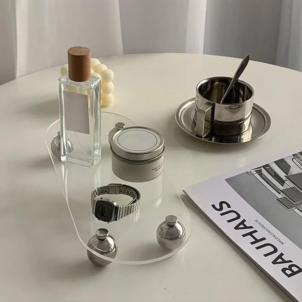 

Acrylic Transparent Tray Art Decorative Vanity Tray Wedding Room Serving Perfume Candle Living Decoration Tray Bedroom Home D3Y4
