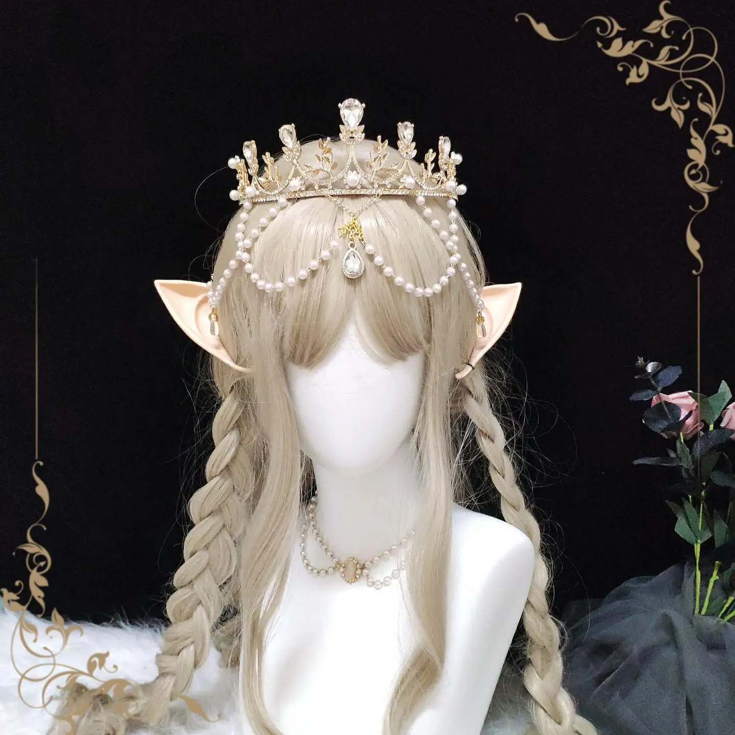 

Weihnachten Lolita Krone Haar Crown Lolita Strass Kopfschmuck Braut Legierung Super Fee Strass Haar Krone Elf