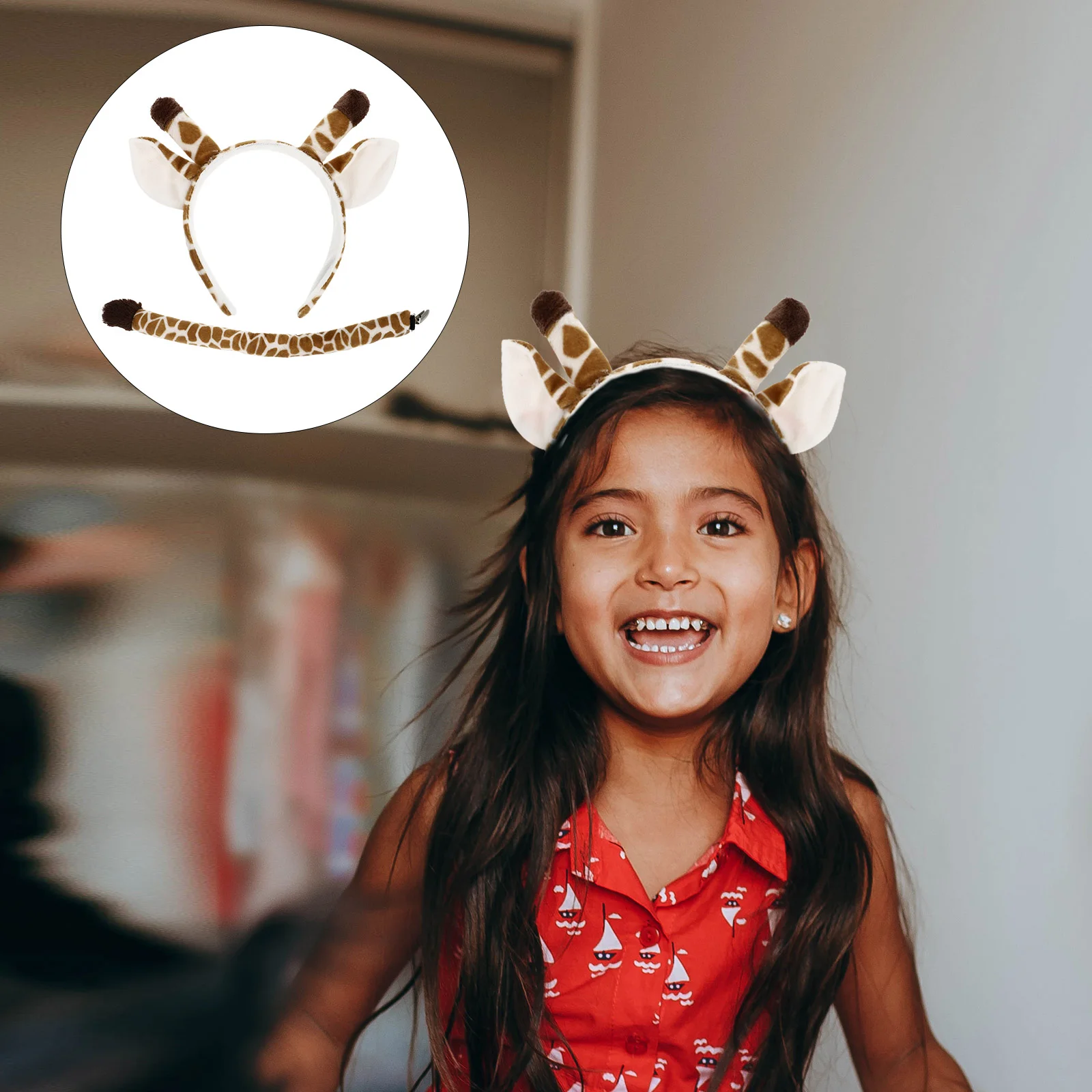 

Giraffe Prop Costume Tail Cosplay Hair Headband Ears Toddler Animal Ear Hairband Set Hoops Accessories Party Decor Accessory
