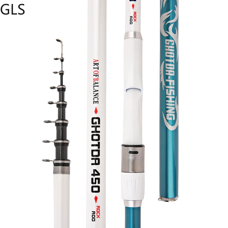 

GLS Brand New Ultra Lightweight Carbon Rock Fishing Rod 3.6M-6.3M Sea Bass Telescopic Rod Fishing Tackle