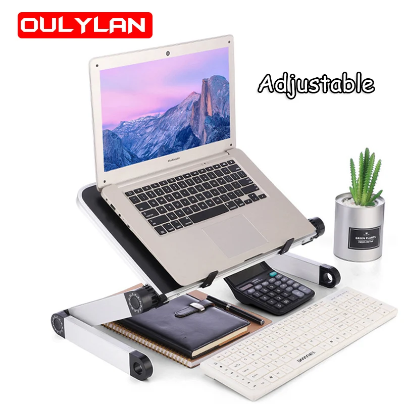 

Adjustable Laptop Desk Stand Portable Aluminum Ergonomic Lapdesk For TV Bed Sofa PC Notebook Table Desk Stand With Mouse Pad